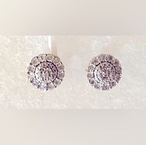 Macy’s Silver Bridge 1/10 CTW Diamond Spiral Pierced Earrings | Orig. $200